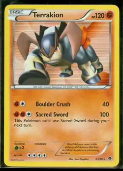 Pokemon TERRAKION 63/98 Emerging Powers - RARE HOLO - - MINT - Image 1