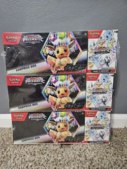 3X Pokemon TCG Prismatic Evolutions Surprise Box& Booster Bundle Sams Club - Image 1