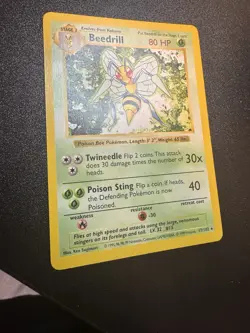 Pokemon Card - Beedrill Base Set (Shadowless) 17/102 Rare NM/LP - Image 2