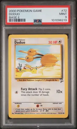 2000 Pokemon Base 2 # 72 Doduo PSA 9 Card MINT! Trusted Seller! Free Shipping! - Image 1