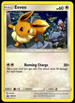 Pokemon TCG Eevee SM235 2019 Sun & Moon Cosmos Holo Black Star Promo Card - MP - Image 1