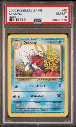 2000 Pokemon Base 2 # 60 Seaking PSA 8 Card NM-MINT! Trusted Seller! Free Ship! - Image 1