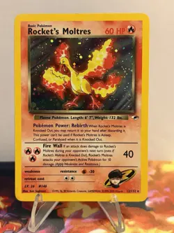 Pokemon Gym Heroes Holo Rare Unlimited Edition Rocket’s Moltres 12/132 MP - Image 1