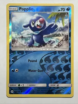 Pokemon - Popplio - 39/149 - Sun & Moon Base - Reverse Holo Rare - Image 1