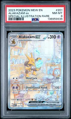 2023 POKEMON MEW EN-151 #201 ALAKAZAM EX SPECIAL ILLUSTRATION RARE PSA 8 - Image 1