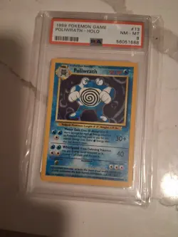 1999 POKEMON BASE SET UNLIMITED #13 POLIWRATH-HOLO PSA 8 - Image 1
