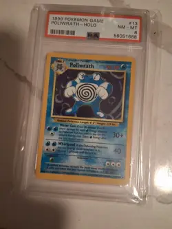 1999 POKEMON BASE SET UNLIMITED #13 POLIWRATH-HOLO PSA 8 - Image 2