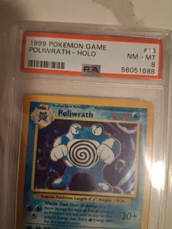 1999 POKEMON BASE SET UNLIMITED #13 POLIWRATH-HOLO PSA 8 - Image 3