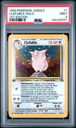 Pokemon PSA 9 Mint 1st Edition Clefable Holo 1/64 Jungle 1st Edition - Image 1