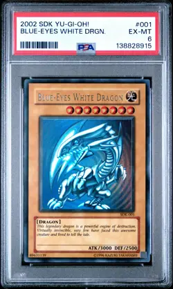 2002 YU-GI-OH! STARTER DECK: KAIBA #001 BLUE-EYES WHITE DRAGON PSA 6 - Image 1