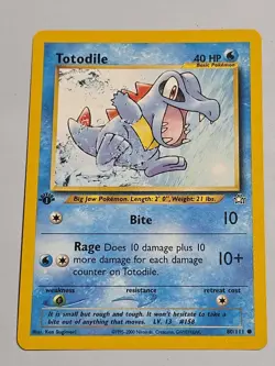1st Edition TOTODILE First Edition 2000 Neo Genesis Pokemon Card #80/111 - Image 1