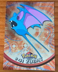 1999 TOPPS Pokemon Card TV Animation Edition Holo Blue Lable #41 Zubat - Image 1