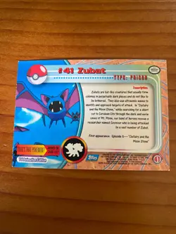 1999 TOPPS Pokemon Card TV Animation Edition Holo Blue Lable #41 Zubat - Image 2