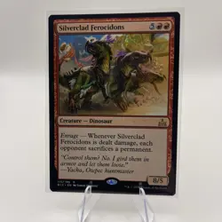 MTG Silverclad Ferocidons [Rivals of Ixalan] Dinosaur Magic The Gathering NM - Image 1