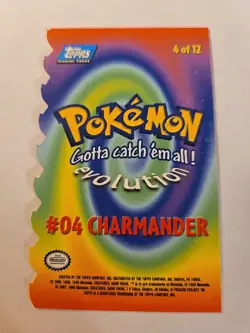 1999 Topps Pokemon Evolution #04 Charmander Embossed Die-Cut 1st print Blue logo - Image 2