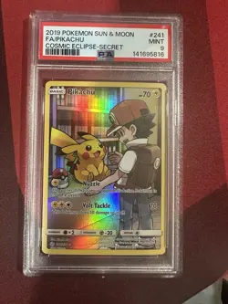 Pokemon Pikachu Secret Rare Full Art Holo 241/236 Cosmic Eclipse PSA 9 2019 - Image 1
