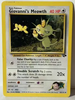 Giovanni's Meowth (43) 043/132 Gym Challenge LP Pokemon Fast Shipping - Image 1