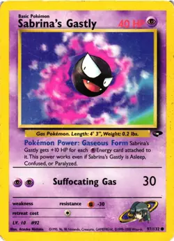 Pokemon TCG Sabrina's Gastly 97/132 Gym Challenge Regular Common Basic MP - Image 1