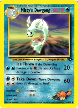 Pokemon TCG Mistys Dewgong 54/132 Gym Challenge Uncommon VLP - Image 1