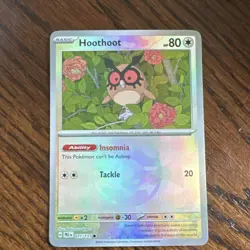 Pokemon Hoothoot 077/131 Sv: Prismatic Evolutions Holo Master Ball Basic 80 HP - Image 1