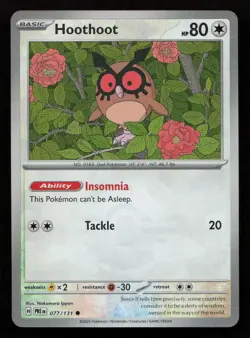 Hoothoot (Master Ball Pattern) #077/131 SV: Prismatic Evolutions Pokemon (1R) - Image 1