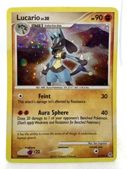 Lucario 6/130 with Swirl Diamond & Pearl Base Set Holo Rare Pokemon - Image 1