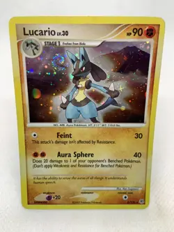 Lucario 6/130 with Swirl Diamond & Pearl Base Set Holo Rare Pokemon - Image 2