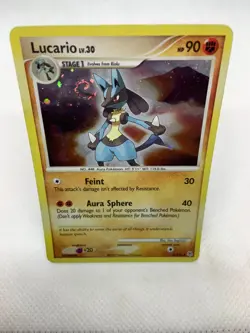 Lucario 6/130 with Swirl Diamond & Pearl Base Set Holo Rare Pokemon - Image 3