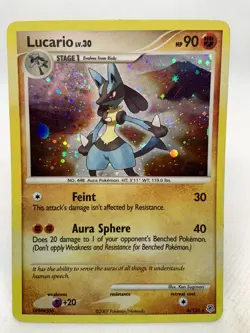Lucario 6/130 with Swirl Diamond & Pearl Base Set Holo Rare Pokemon - Image 5