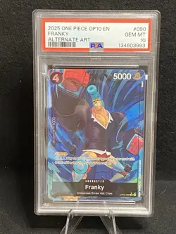 One Piece CCG Franky Alternate Art Card OP10-090 Royal Blood R PSA 10 - Image 1