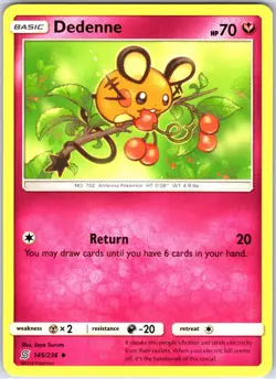 Dedenne 145/236 Uncommon Regular Card SM - Unified Minds Pokemon TCG LP - Image 1