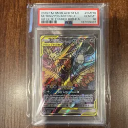 Pokemon TCG Moltres Zapdos Articuno GX Stained Glass SM210 PSA 10 - Image 1