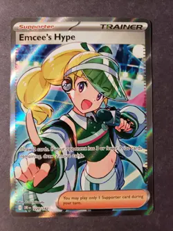 Pokemon EMCEE'S HYPE 220/182 - Destined Rivals - RARE FULL ART Near Mint - Image 1