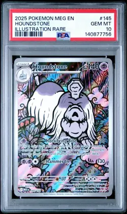 2025 POKEMON MEG EN-MEGA EVOLUTION ILLUSTRATION RARE #145 HOUNDSTONE PSA 10 - Image 1