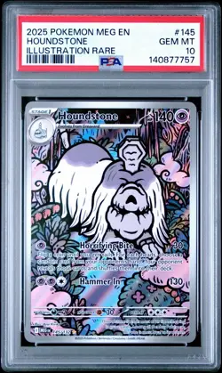 2025 POKEMON MEG EN-MEGA EVOLUTION ILLUSTRATION RARE #145 HOUNDSTONE PSA 10 - Image 3