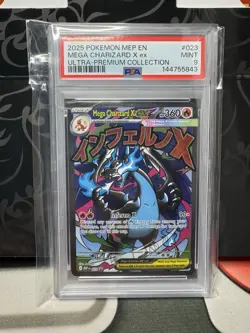 2025 Pokemon Phantasmal Flames MEP Mega Charizard X Ultra Premium PSA 9 - Image 1