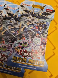 Lot of (8) Yu-Gi-Oh Justice Hunters Sleeved Booster Pack English 1st Edition NEW - Image 2