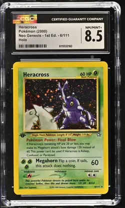 CGC 8.5 Heracross Neo Genesis 1st Edition 6/111 Holo Pokemon Card - Image 1