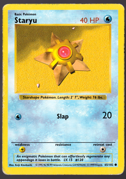 Staryu 65/102 Shadowless Base Set Pokemon Card 1999 HP - Image 1