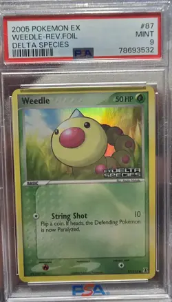 Pokemon EX Delta Species Weedle 87/113 Reverse Holo PSA 9 card - Image 1
