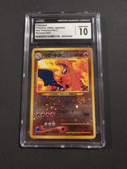CGC 10 GEM-MINT Charizard Japanese Neo Premium File 2 Pokemon 2000 Reverse Holo - Image 1