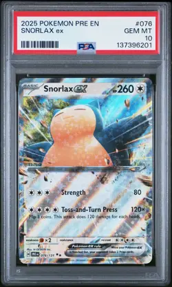 2025 POKEMON PRE EN-PRISMATIC EVOLUTIONS #076 SNORLAX EX PSA 10 - Image 1