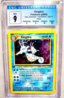 Pokemon Neo Genesis 1st Edition KINGDRA 8/111 Holo Rare Blue CGC 9 - 9.5 Regrade - Image 1