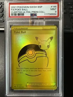 2021 Pokemon FA/Poke Ball #146 SWSH BSP Celebrations Ultra-Premium Coll PSA 9 - Image 1