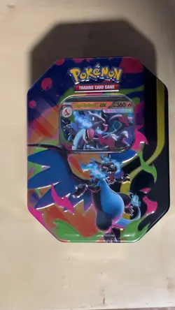 Pokemon Mega Charizard X ex Factory Sealed Tin - 4 Booster Packs FAST SHIPPING - Image 1