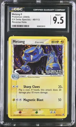 CGC 9.5 MINT+ Metang EX Delta Species 49/113 Reverse Holo Stamped Pokemon Card - Image 1
