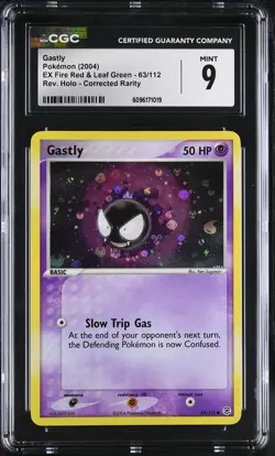 CGC 9 MINT Gastly 2004 EX Fire Red & Leaf Green 63/112 Reverse Holo Pokemon Card - Image 1