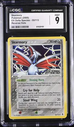 CGC 9 MINT Skarmory EX Delta Species 55/113 Reverse Holo Stamped Pokemon Card - Image 1