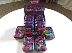 Pokemon Mega Evolution Mini Tin display W/ Tins (Empty with cards and stickers) - Image 1