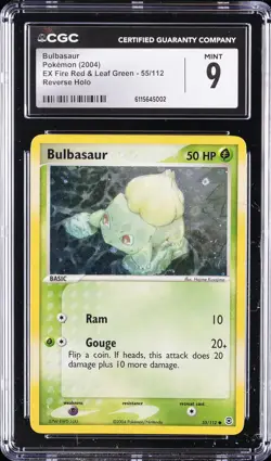 2004 POKEMON EX FIRE RED & LEAF GREEN REVERSE HOLO #55 BULBASAUR CGC 9 - Image 1
